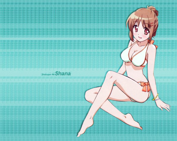 Anime picture 1280x1024 with shakugan no shana j.c. staff yoshida kazumi red eyes ponytail swimsuit bikini bracelet white bikini