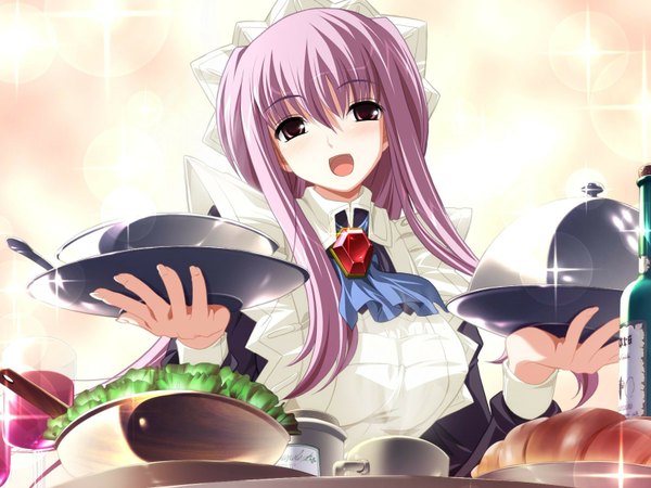 Anime picture 1600x1200 with shirogane no soleil skyfish (studio) tsurugi hagane game cg maid girl food