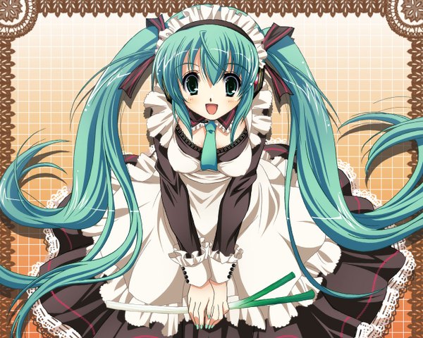 Anime picture 1280x1024 with vocaloid hatsune miku maid girl tagme