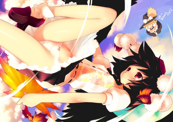 Anime picture 1227x867 with touhou kirisame marisa shameimaru aya light erotic girl underwear panties