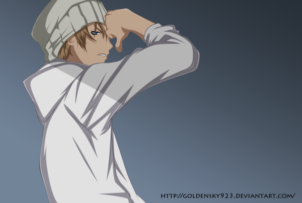 Anime picture 1672x1124 with air gear toei animation mikura kazuma goldensky923 single short hair blue eyes blonde hair profile coloring boy cap