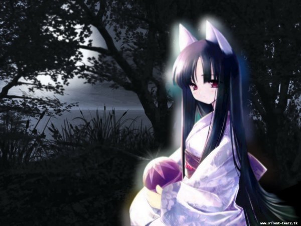 Anime picture 1280x960 with tsukuyomi moon phase hazuki gayarou animal ears cat girl girl