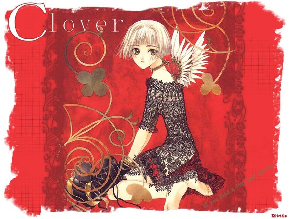 Anime picture 1024x768 with clover (manga) clamp suu (clover) wings clover (plant)
