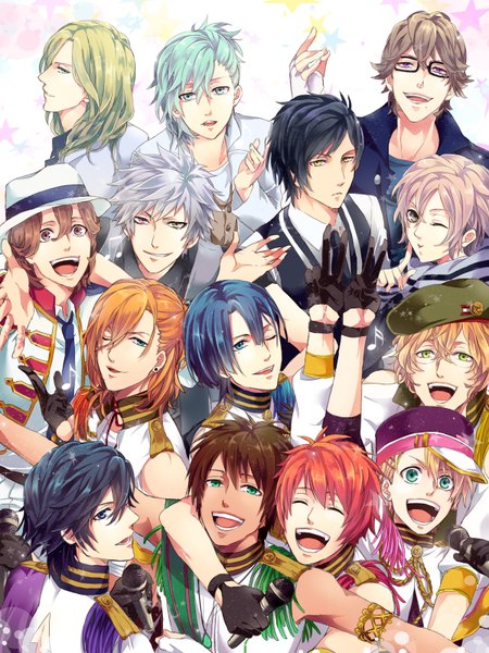 Anime picture 1200x1600 with uta no prince-sama a-1 pictures jinguji ren hijirikawa masato ichinose tokiya ittoki otoya kurusu shou shinomiya natsuki mikaze ai kurosaki ranmaru kotobuki reiji camus aijima cecil mikado nagi sumeragi kira ootori eiichi hanajix (artist) long hair tall image looking at viewer