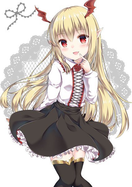 Anime picture 2507x3541 with shingeki no bahamut granblue fantasy vampy amane tari single long hair tall image looking at viewer blush fringe highres open mouth simple background blonde hair smile hair between eyes red eyes standing white background payot