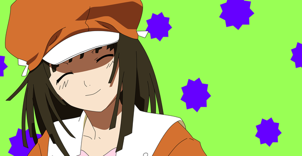 Anime picture 2700x1400 with bakemonogatari shaft (studio) monogatari (series) sengoku nadeko highres smile wide image hat