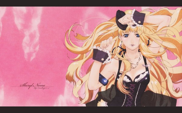 Anime picture 2560x1600 with macross macross frontier sheryl nome highres wide image pink background