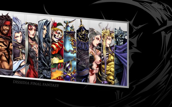 Anime picture 1920x1200 with final fantasy dissidia final fantasy square enix sephiroth kuja golbeza ultimecia kefka palazzo highres light erotic wide image garland exdeath jecht cloud of darkness emperor palamecia