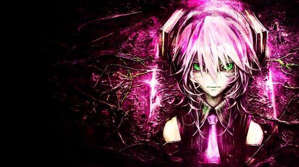 Anime picture 1920x1080 with vocaloid hatsune miku banpai akira single long hair highres wide image twintails bare shoulders green eyes pink hair girl necktie