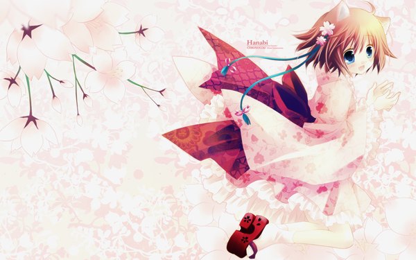 Anime picture 1920x1200 with i.s.w sakurazawa izumi highres wide image animal ears japanese clothes cat ears cat girl wallpaper girl