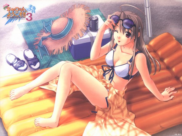 Anime picture 1024x768 with pia carrot takai sayaka swimsuit bikini white bikini pareo tagme