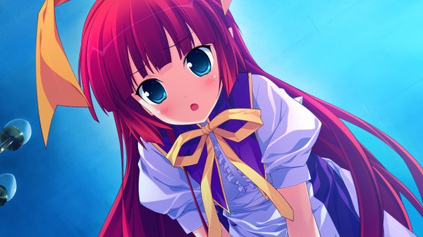 Anime picture 1280x720 with tiny dungeon (game) rosebleu von term single long hair open mouth blue eyes wide image game cg red hair girl