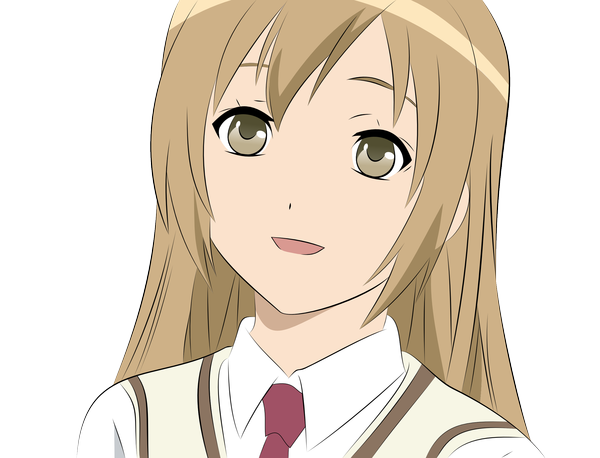 Anime picture 2500x1909 with minami-ke minami haruka single long hair looking at viewer highres open mouth brown hair brown eyes transparent background vector girl necktie