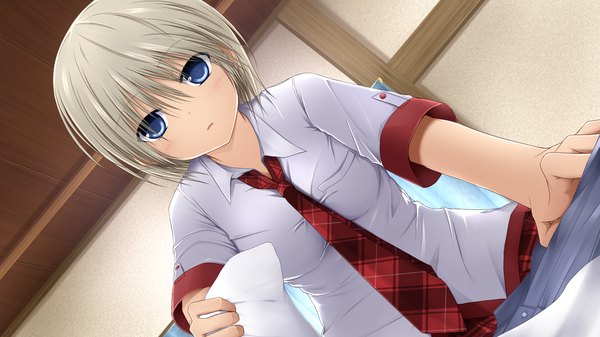 Anime picture 1920x1080 with worst contact highres short hair blue eyes blonde hair wide image game cg girl serafuku