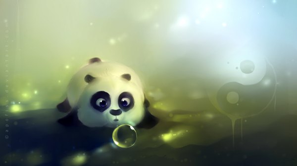 Anime picture 1920x1080 with kung fu panda po apofiss single highres blue eyes wide image animal bubble (bubbles) panda