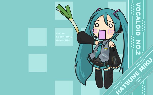 Anime picture 1920x1200 with vocaloid hachune miku highres wide image chibi o o girl leek