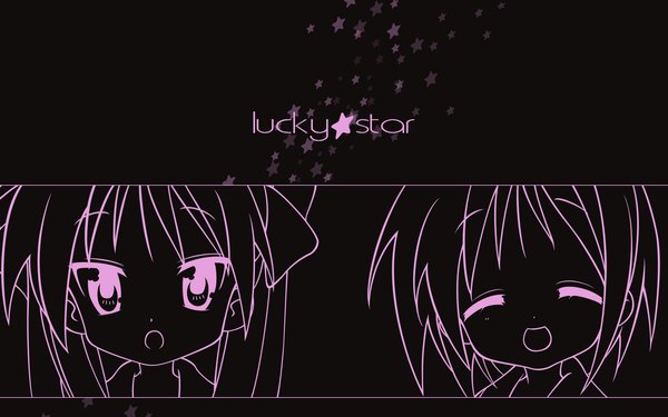 Anime picture 1920x1200 with lucky star kyoto animation highres wide image black background dark background multicolored girl