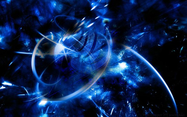 Anime picture 1440x900 with fairy tail mashima hiro wide image blue background scenic logo abstract