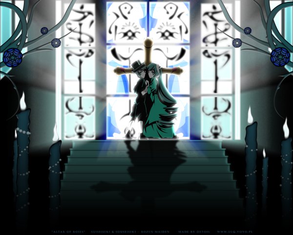 Anime picture 1280x1024 with rozen maiden suiseiseki souseiseki shadow cross candle (candles)