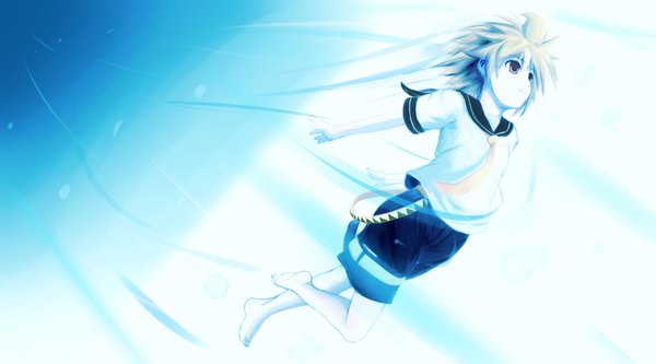 Anime picture 1800x1000 with vocaloid kagamine len hirobakar highres wide image blue background