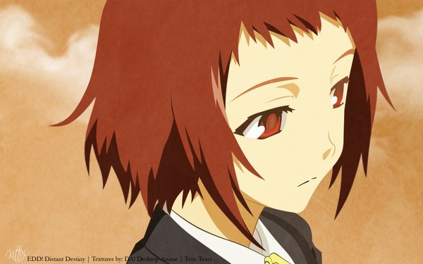 Anime picture 1920x1200 with true tears ando aiko highres short hair red eyes wide image looking away inscription girl