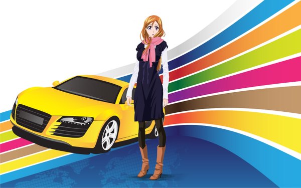 Anime picture 2560x1600 with bleach studio pierrot audi inoue orihime highres wide image ground vehicle car