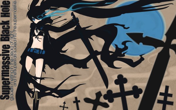 Anime picture 1920x1200 with black rock shooter black rock shooter (character) huke highres wide image twintails girl