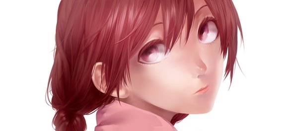 Anime picture 2181x960 with yume nikki madotsuki masato hiro single long hair looking at viewer highres simple background brown hair wide image white background twintails brown eyes close-up face girl