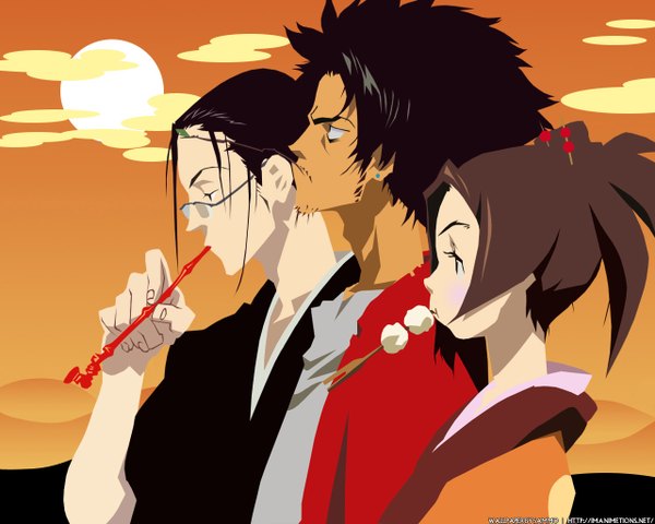Anime picture 1280x1024 with samurai champloo mugen (samurai champloo) jinnosuke fuu (samurai champloo) tagme