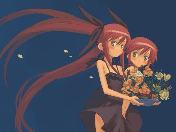 Anime picture 1280x960 with suigetsu kousaka alice kousaka maria siblings twins flower (flowers)