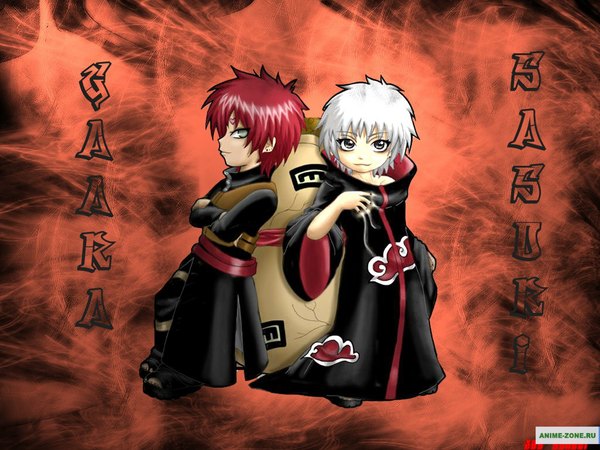 Anime picture 1024x768 with naruto studio pierrot naruto (series) gaara sasori short hair white hair red hair profile crossed arms jinchuriki akatsuki