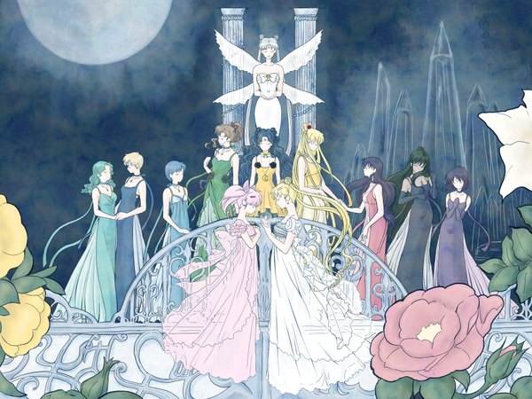 Anime picture 2048x1536 with bishoujo senshi sailor moon toei animation tsukino usagi chibiusa aino minako kino makoto princess serenity mizuno ami hino rei tomoe hotaru kaiou michiru tenou haruka meiou setsuna luna (sailor moon) luna (sailor moon) (human) long hair highres short hair blonde hair brown hair