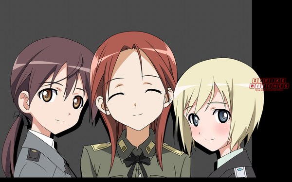 Anime picture 1920x1200 with strike witches erica hartmann gertrud barkhorn minna-dietlinde wilcke highres wide image multiple girls ponytail girl 3 girls