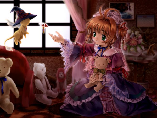 Anime picture 1600x1200 with card captor sakura clamp kinomoto sakura kero (cardcaptor sakura) mutsuki (moonknives) girl bear