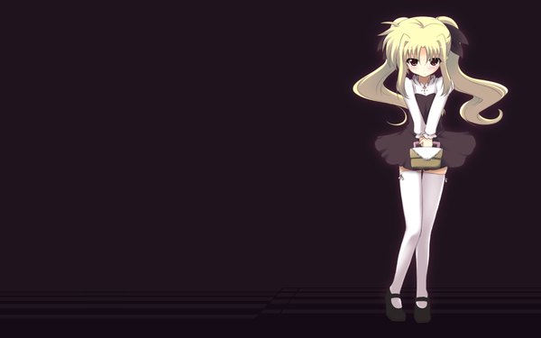 Anime picture 1920x1200 with mahou shoujo lyrical nanoha fate testarossa single long hair highres blonde hair red eyes wide image twintails girl thighhighs white thighhighs
