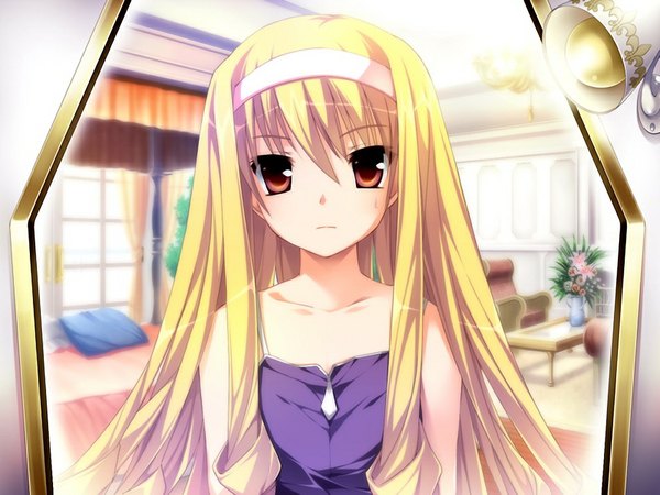 Anime picture 1024x768 with hana to otome ni shukufuku wo hana to otome ni shukufuku o royal bouquet long hair blonde hair red eyes girl