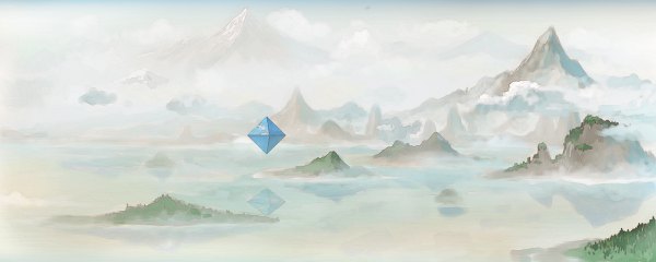 Anime picture 1200x480 with neon genesis evangelion gainax ramiel hirokiku wide image sky cloud (clouds) mountain landscape angel tree (trees) water forest