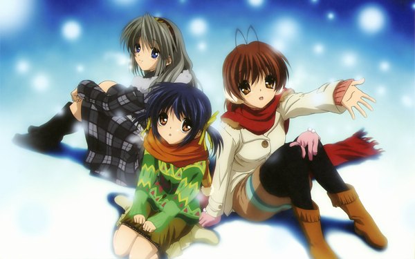 Anime picture 1920x1200 with clannad key (studio) furukawa nagisa sakagami tomoyo sunohara mei highres wide image