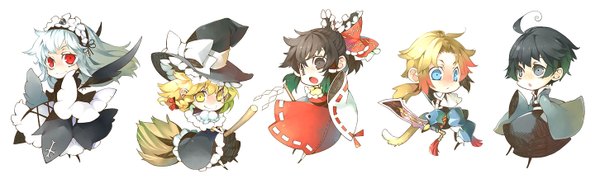 Anime picture 1452x434 with axis powers hetalia rozen maiden touhou final fantasy final fantasy ix studio deen square enix hakurei reimu kirisame marisa suigintou japan (hetalia) zidane tribal kukicha open mouth black hair blonde hair smile red eyes brown hair wide image