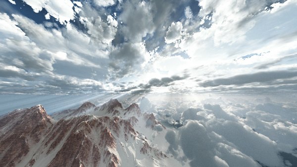 Anime picture 1600x900 with original trbrchdm wide image sky cloud (clouds) snow mountain no people landscape
