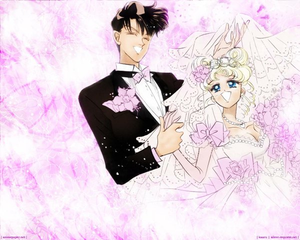 Anime picture 1280x1024 with bishoujo senshi sailor moon toei animation tsukino usagi chiba mamoru wedding girl