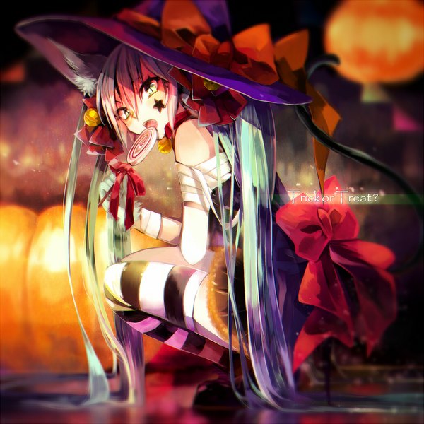 Anime picture 1031x1031 with vocaloid hatsune miku aka tonbo (lililil) single looking at viewer fringe open mouth holding animal ears tail very long hair animal tail pleated skirt looking back cat ears aqua hair cat girl cat tail alternate costume zettai ryouiki