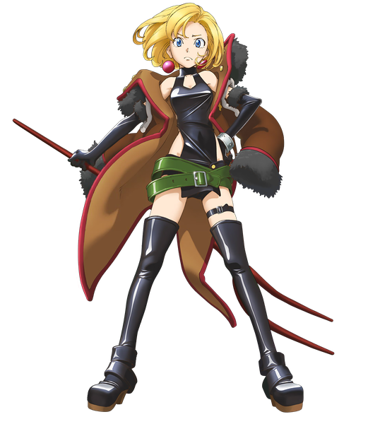 Anime picture 1916x2135 with junketsu no maria maria (junketsu no maria) single tall image looking at viewer fringe highres short hair blue eyes simple background blonde hair standing holding wind lips hand on hip girl dress gloves weapon