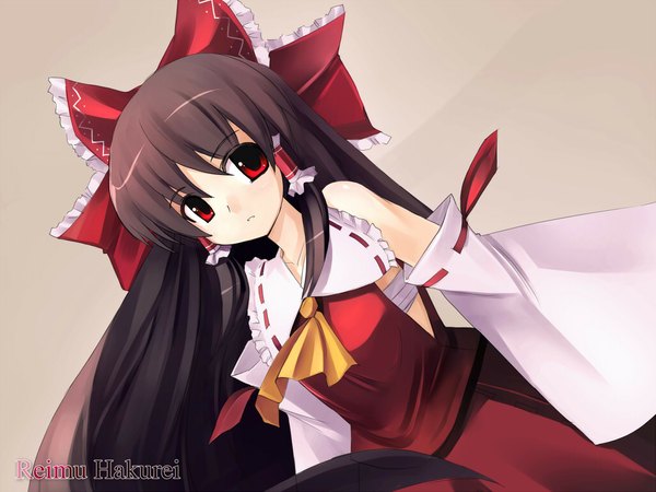 Anime picture 1024x768 with touhou hakurei reimu seo tatsuya long hair dutch angle miko girl detached sleeves