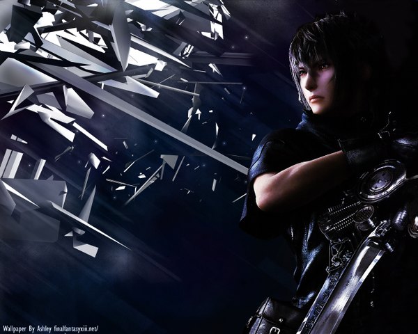 Anime picture 1280x1024 with final fantasy final fantasy versus xiii square enix noctis lucis caelum short hair weapon sword