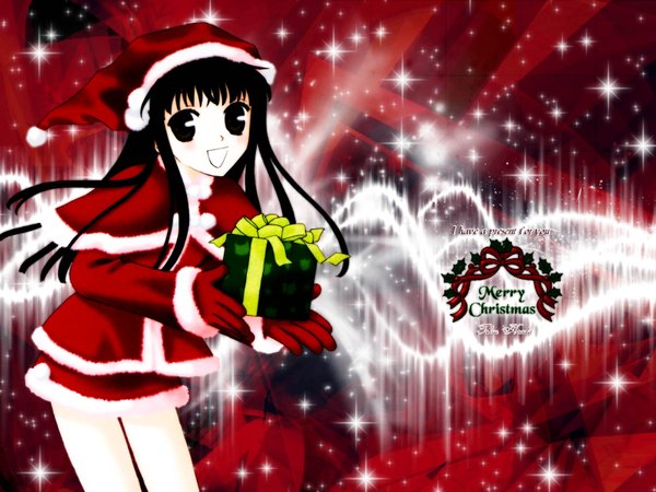 Anime picture 1600x1200 with fruits basket studio deen honda tooru christmas girl