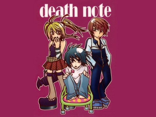 Anime picture 1024x768 with death note madhouse yagami light l (death note) amane misa