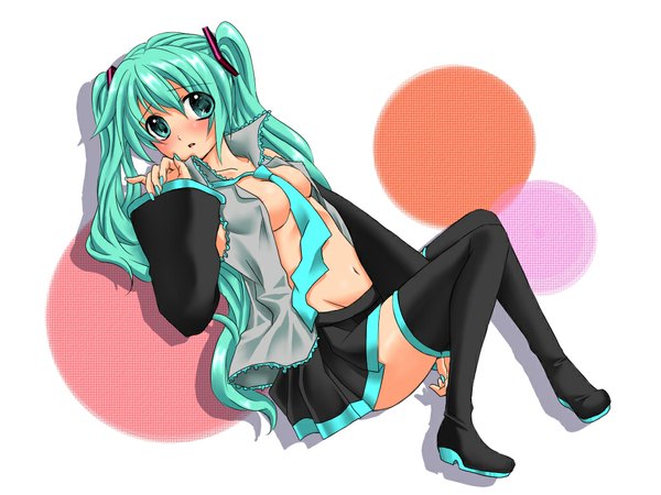 Anime picture 1024x768 with vocaloid hatsune miku yayoi (pixiv182527) light erotic girl