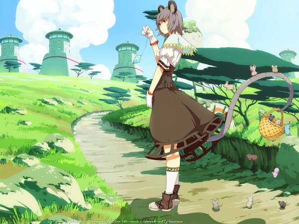 Anime picture 1280x960 with touhou nazrin tagme (artist) animal ears tail girl