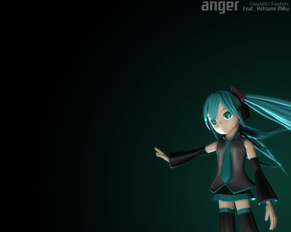 Anime picture 1280x1024 with vocaloid hatsune miku long hair blue eyes twintails blue hair 3d mikumikudance girl tripshots